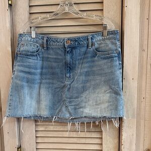 GAP Factory Light Blue Frayed Denim Mini Skirt Size 16